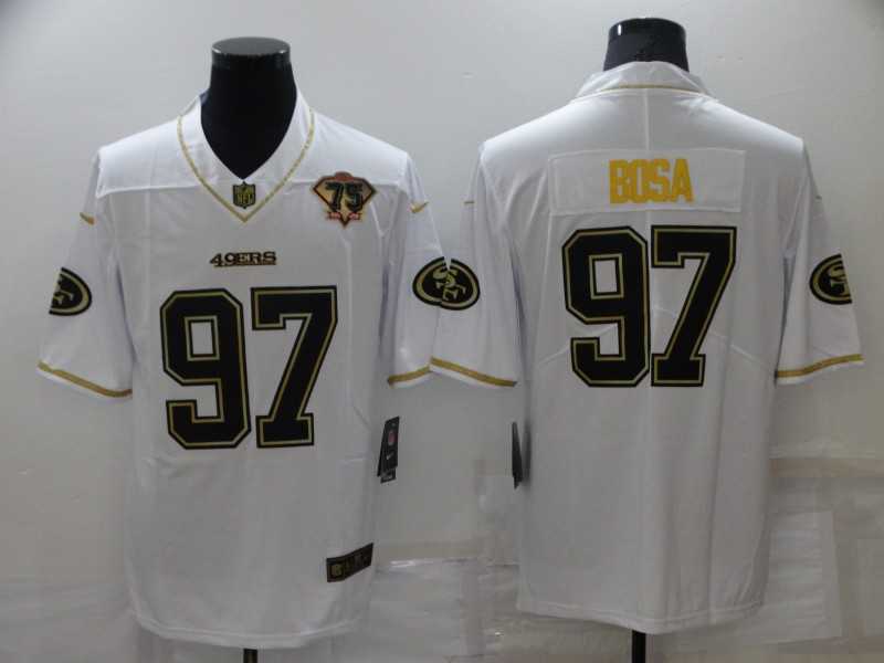 Nike 49ers 97 Nick Bosa White Gold 75th Anniversary Vapor Limited Jersey Dzhi,We sell and wholesale Nike 49ers 97 Nick Bosa White Gold 75th Anniversary Vapor Limited Jersey Dzhi on line form chian!